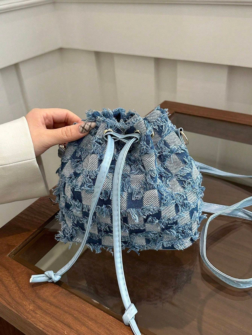 Sac à bandoulière mode grande capacité pour femme - Sac seau décontracté portable