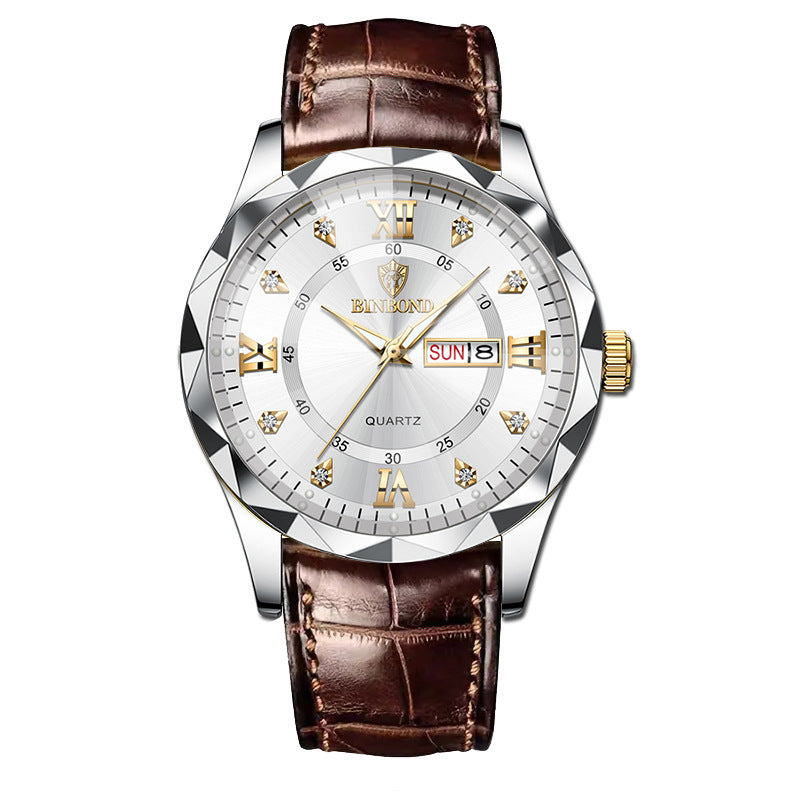 Montre Quartz Homme en Cuir Véritable Étanche - Style Affaires et Loisirs