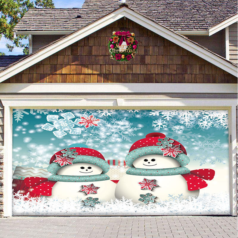 Rideau de Noël en Tissu pour Porte de Garage - Décoration de Fête