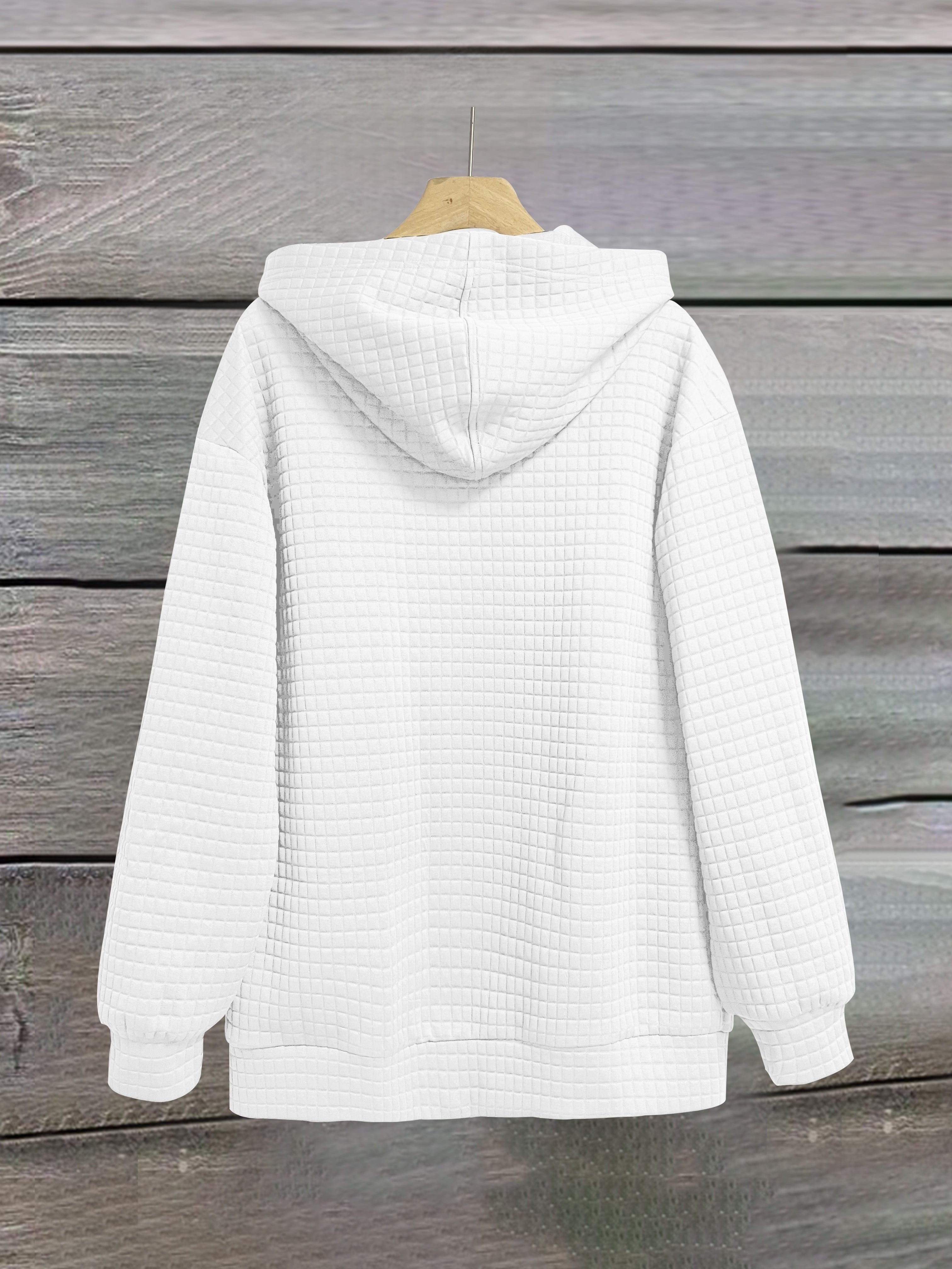Hoodie à zip avec imprimé lettres et poches doubles