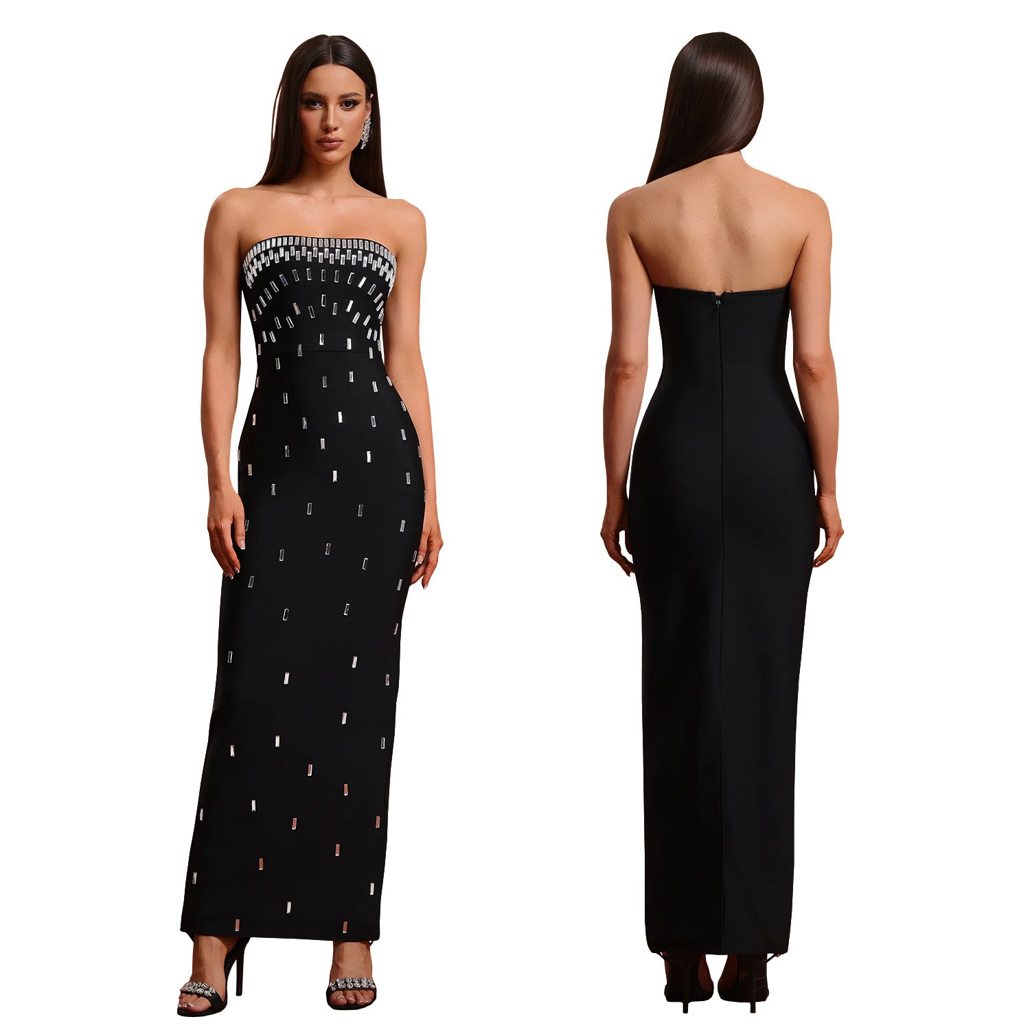Robe Dos Nu Sexy en Tube avec Strass - Mode Européenne et Américaine