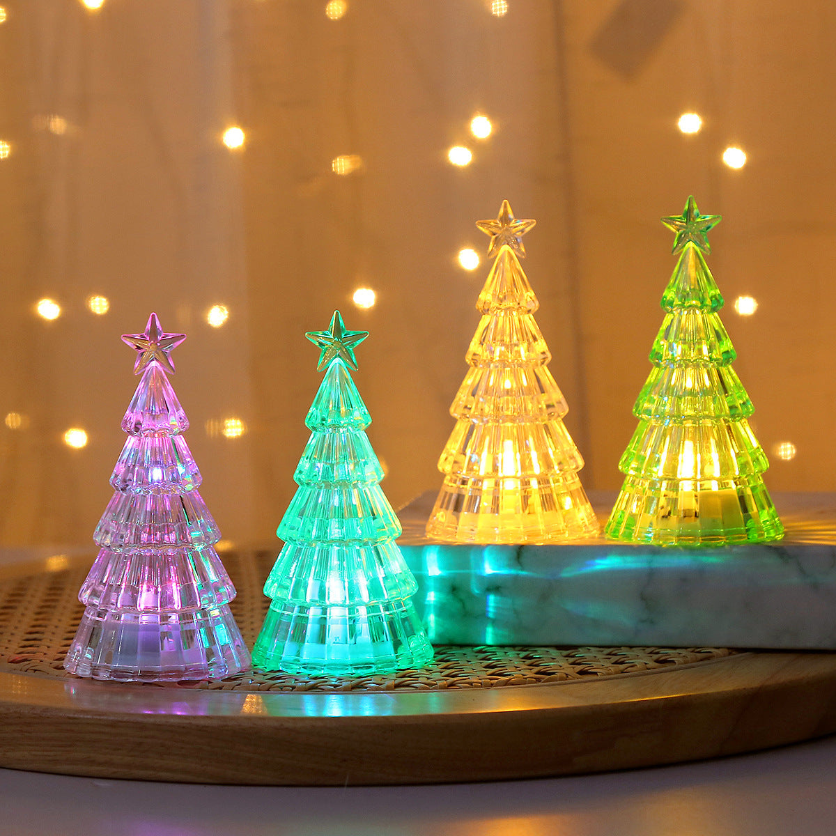 Lampe de Nuit en Cristal Émettant de la Lumière pour Décoration de Noël