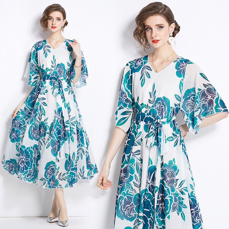 Robe de Vacances Slimming Mi-Longue pour Femmes