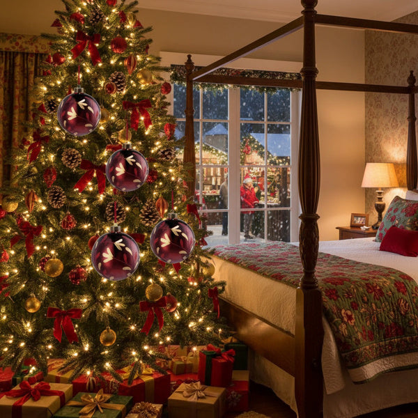 Ensemble de 4 Boules de Noël en Verre - Décorations de Sapin Brillantes