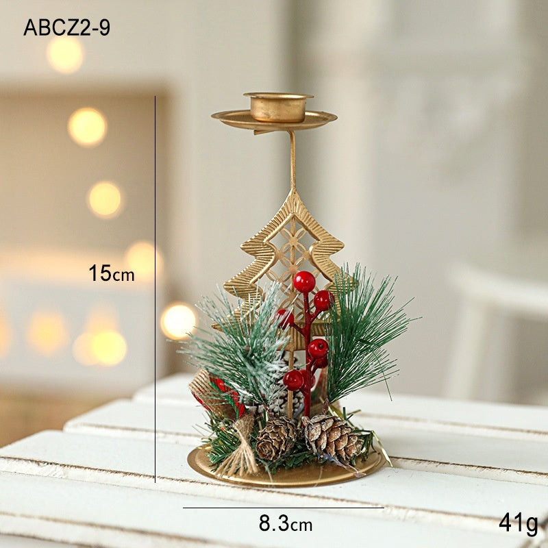 Bougeoir de Noël en Fer Forgé Doré pour Décoration de Fenêtre