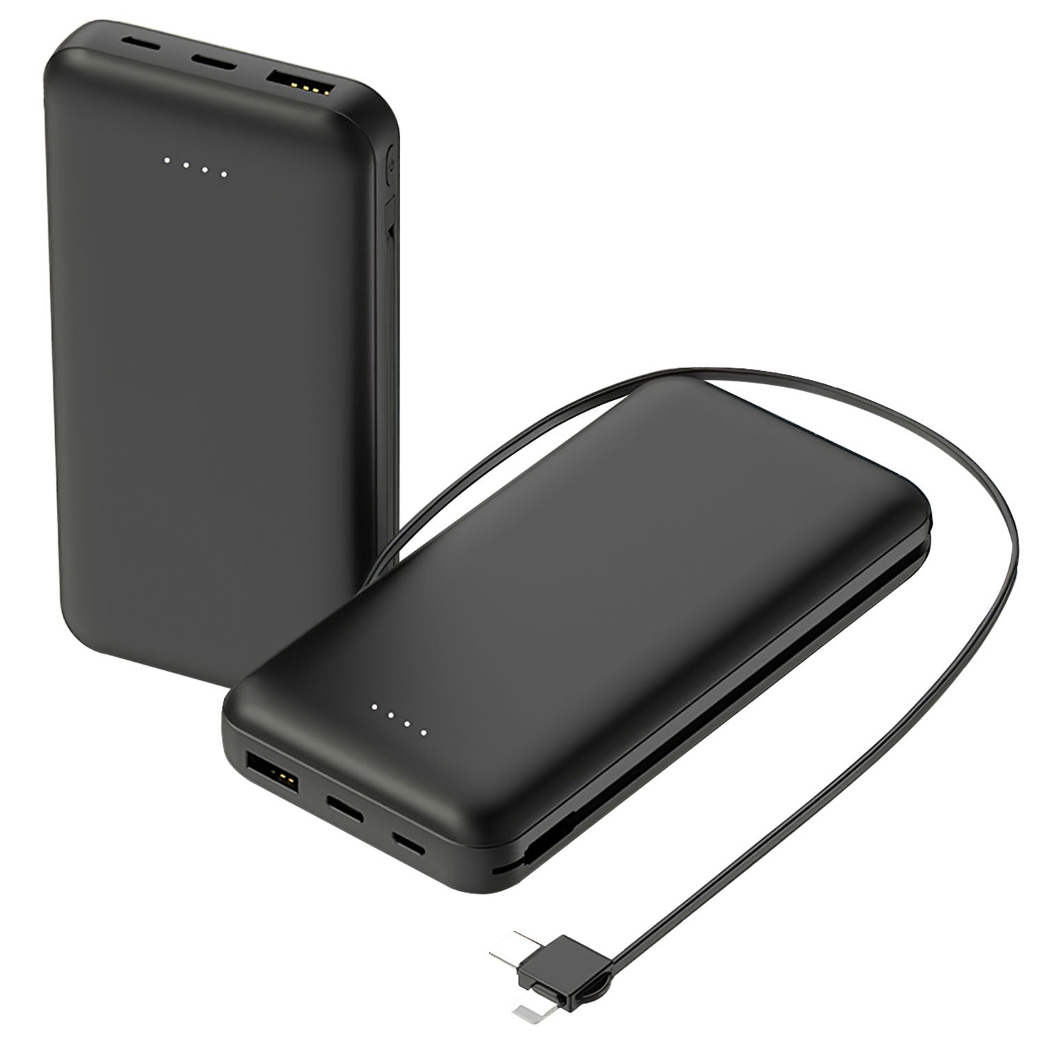 Chargeur Portable 10000mAh avec Câble Type C et LT - Idéal pour iPhone et Android