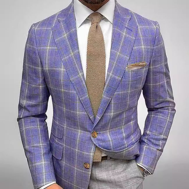 Veste de Costume Légère pour Homme à Motif À Carreaux