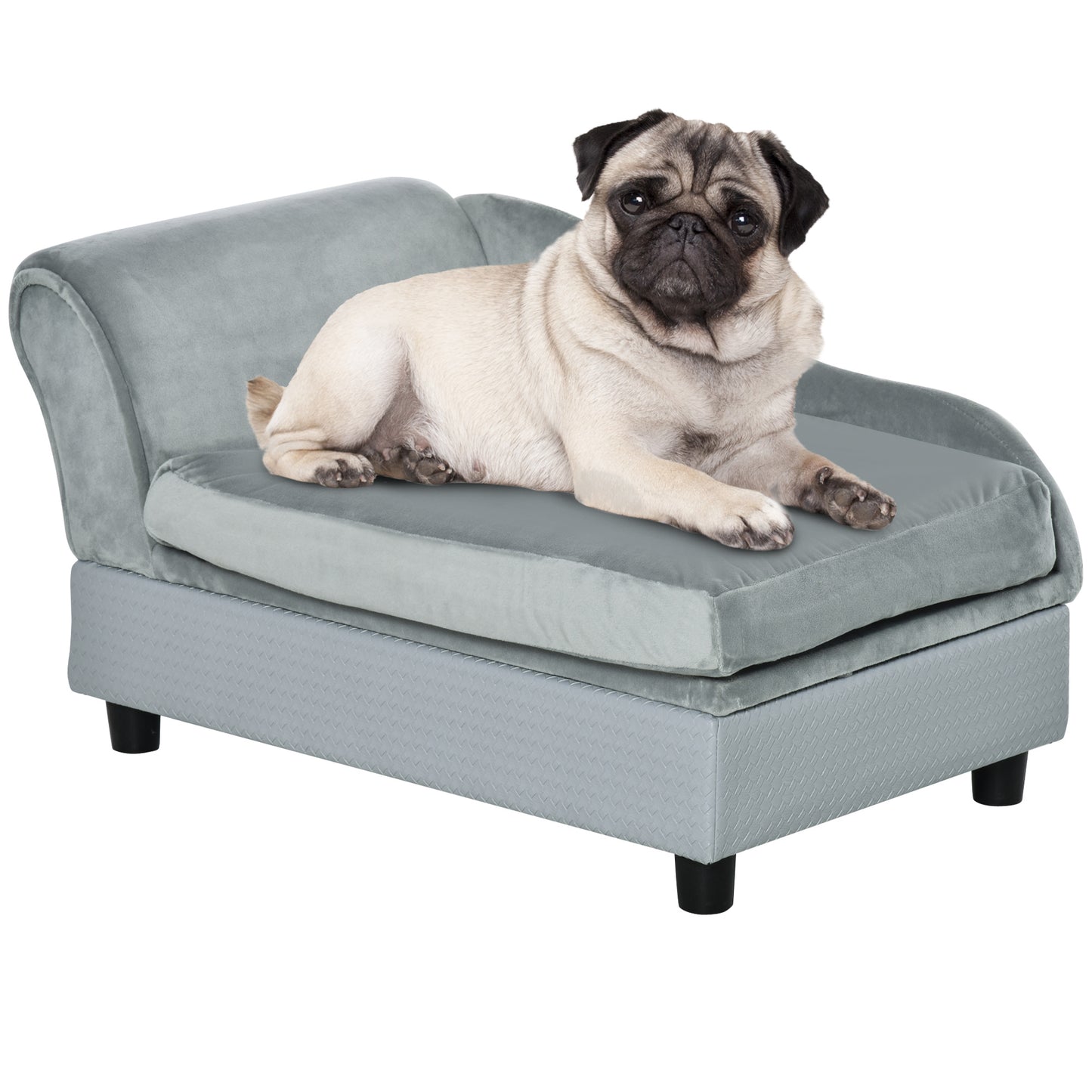 Lit de Luxe pour Petits Chiens avec Rangement Caché en Mousse Souple - Mobilier Moderne pour Animaux, Gris