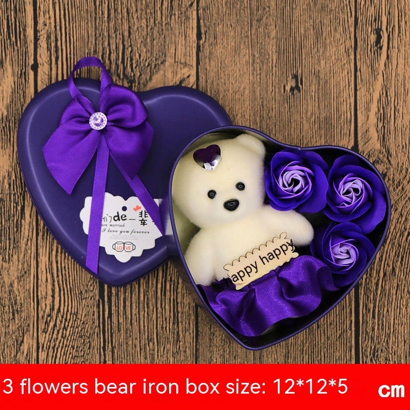 Boîte Cadeau Fleurs en Savon - Idée Cadeau pour la Saint-Valentin et la Fête des Mères