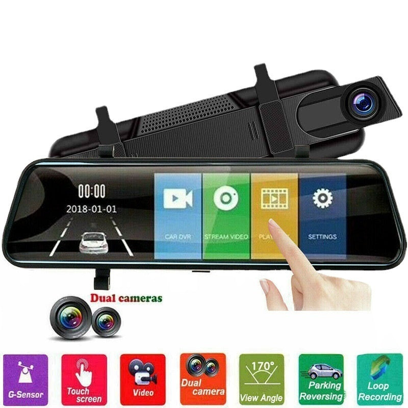Enregistreur de Rétroviseur HD 1080p à Double Objectif