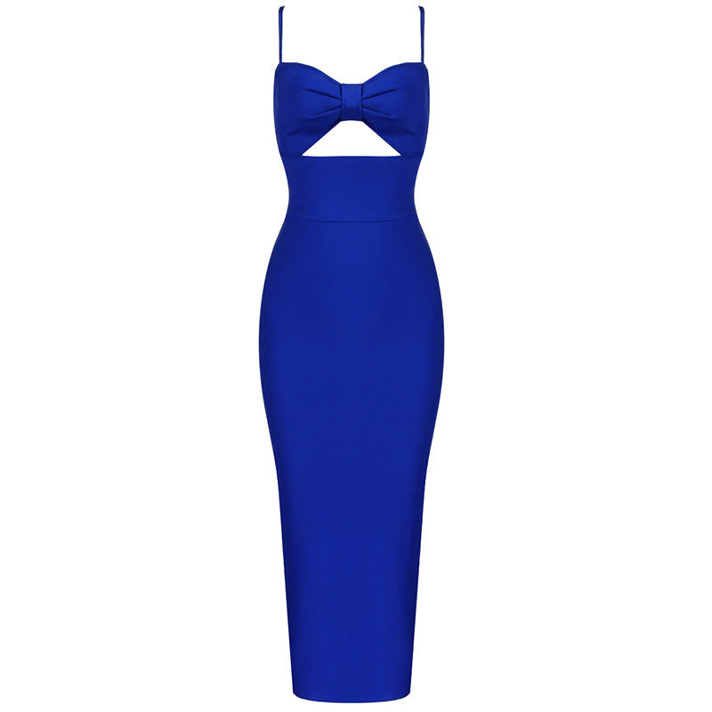 Robe Longue Bandage Sexy à Encolure V Halter Design Creux