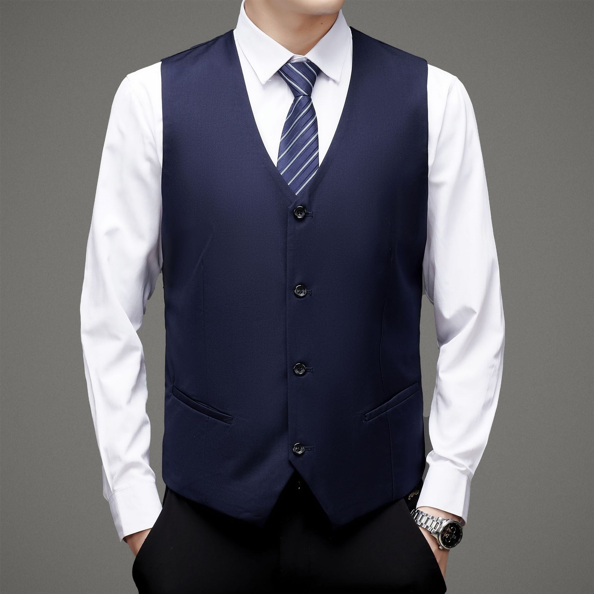 Gilet de Costume Noir Slim Fit pour Hommes - Vêtements Professionnels