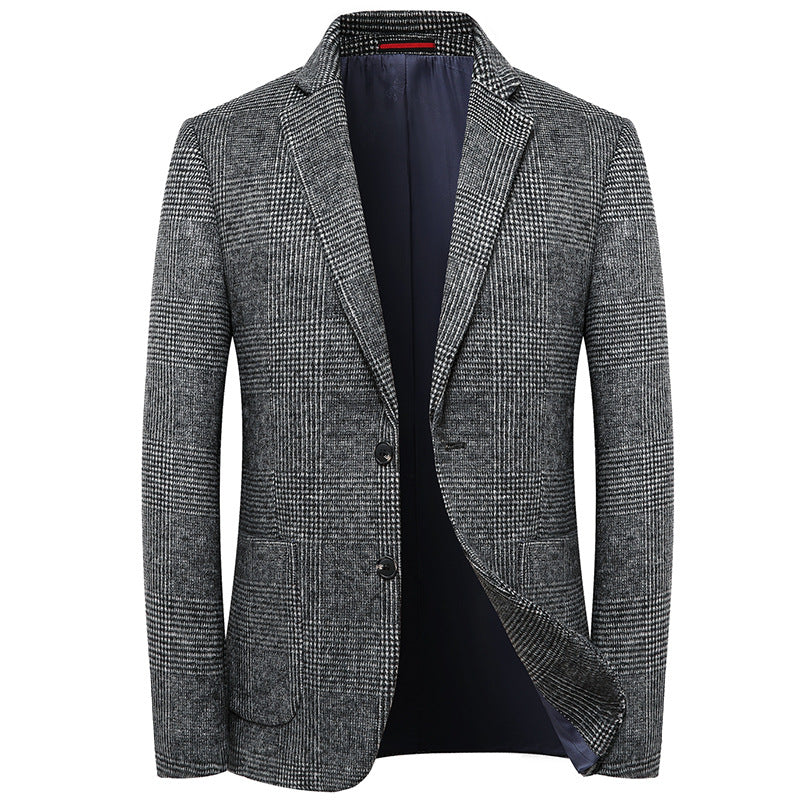 Veste de Costume Décontractée En Laine Rayée Pour Hommes