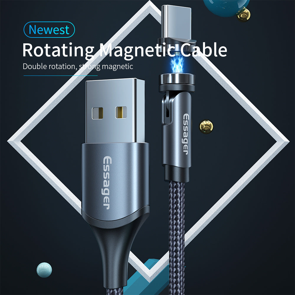 Câble de Chargement Magnétique Essager 360° USB Type C - Charge Rapide