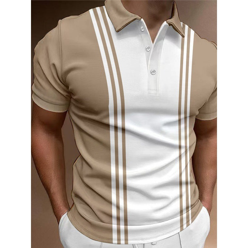 T-shirt Casual à Imprimé avec 3 Boutons pour Hommes