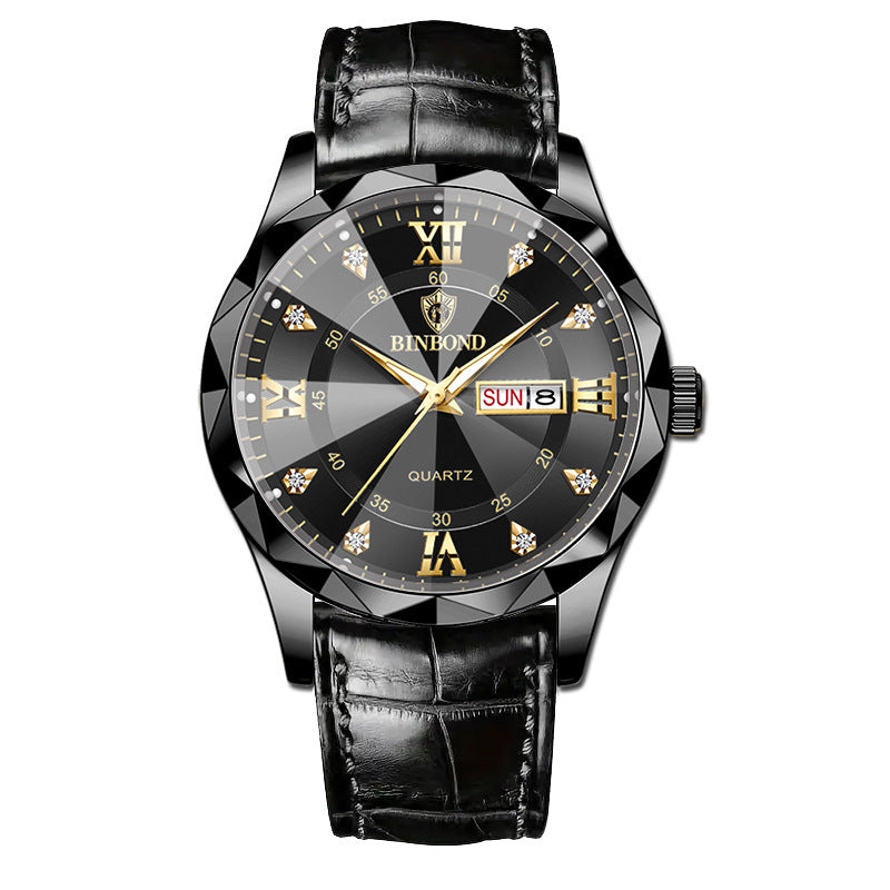Montre Quartz Homme en Cuir Véritable Étanche - Style Affaires et Loisirs