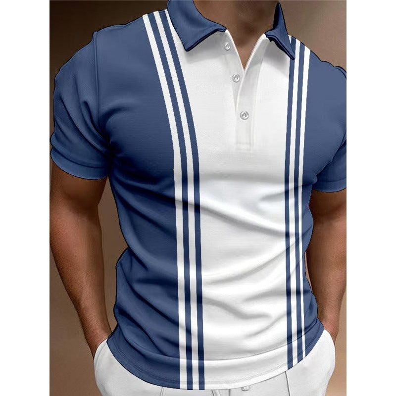 T-shirt Casual à Imprimé avec 3 Boutons pour Hommes
