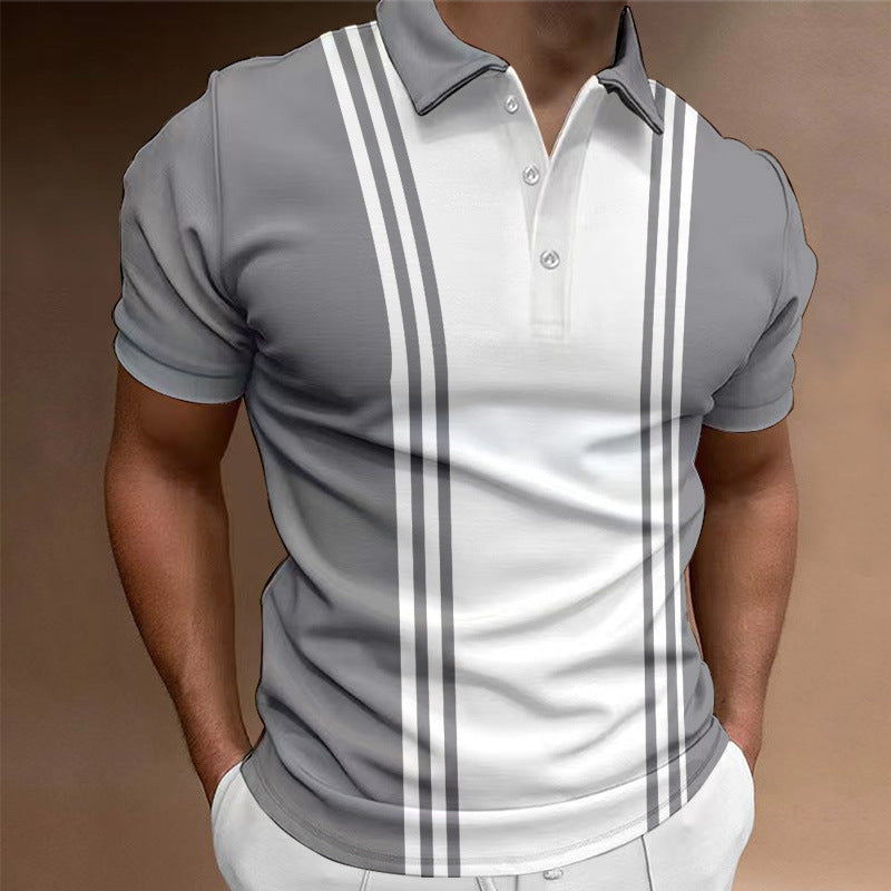T-shirt Casual à Imprimé avec 3 Boutons pour Hommes