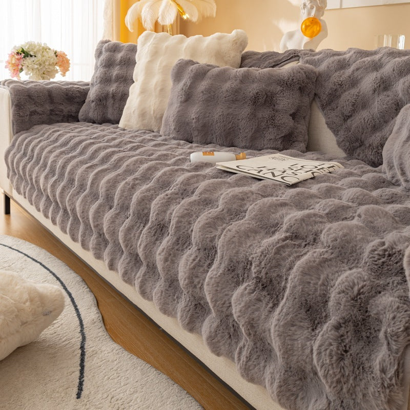 Coussin de canapé moderne en peluche épaisse d'hiver en lapin