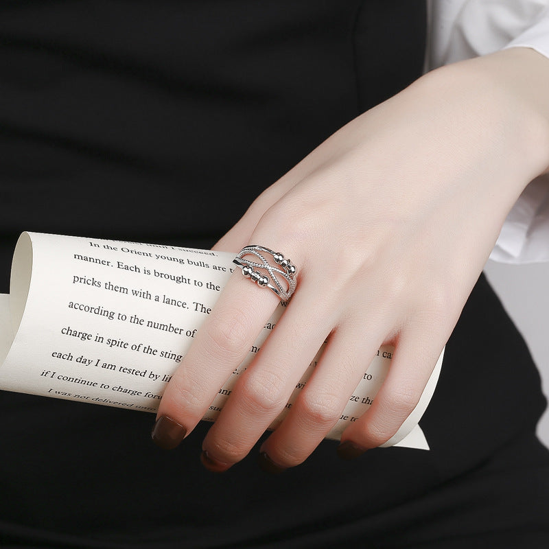 Bague Rotative avec Design Ouvert - Anneaux Antistress à Double Couche pour Femmes