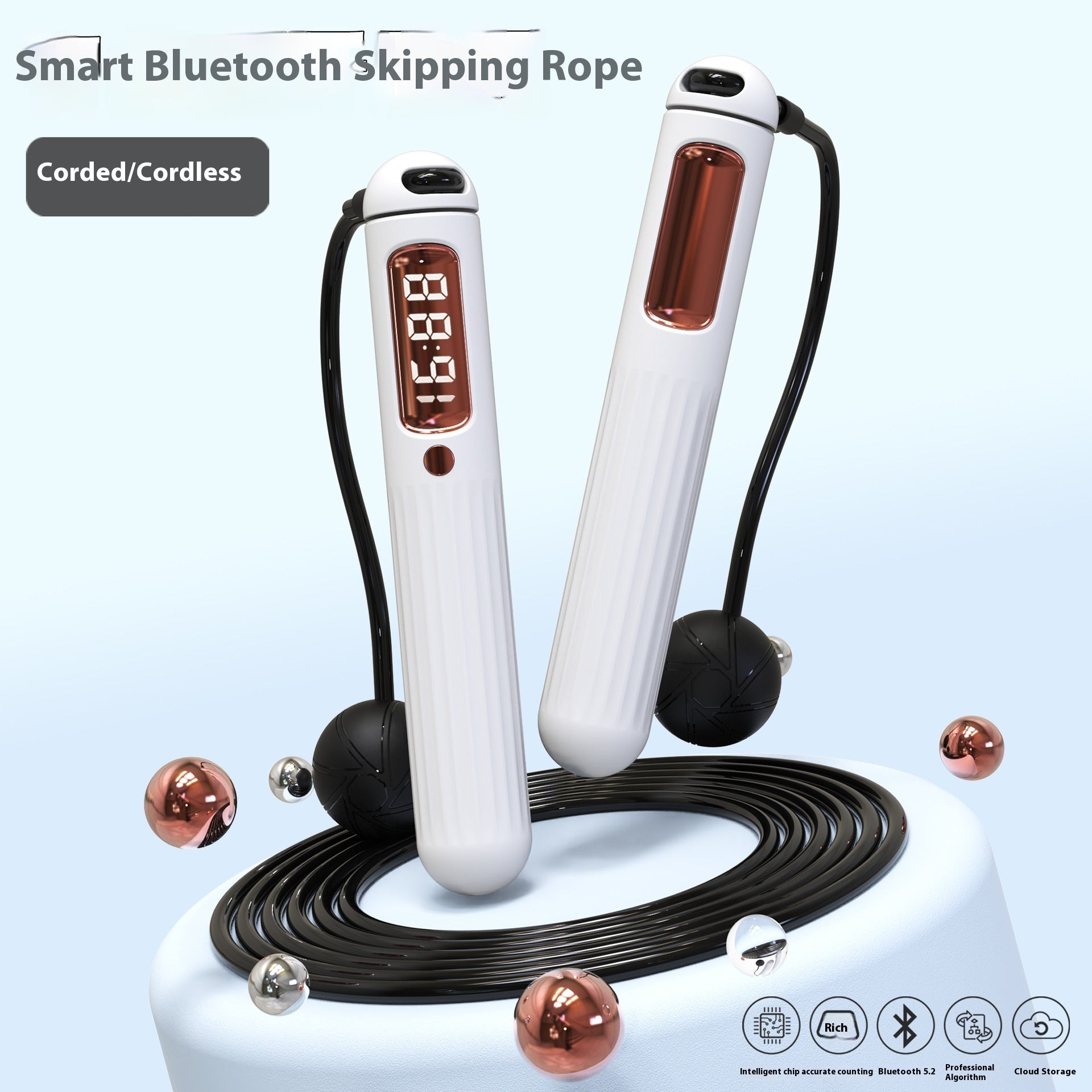 Corde à sauter Bluetooth intelligente avec compteur et balle de fitness