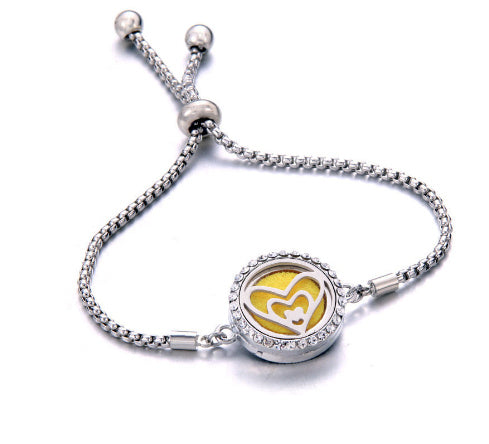 Bracelet Aromathérapie Ajustable en Acier Inoxydable Creux