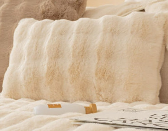 Coussin de canapé moderne en peluche épaisse d'hiver en lapin