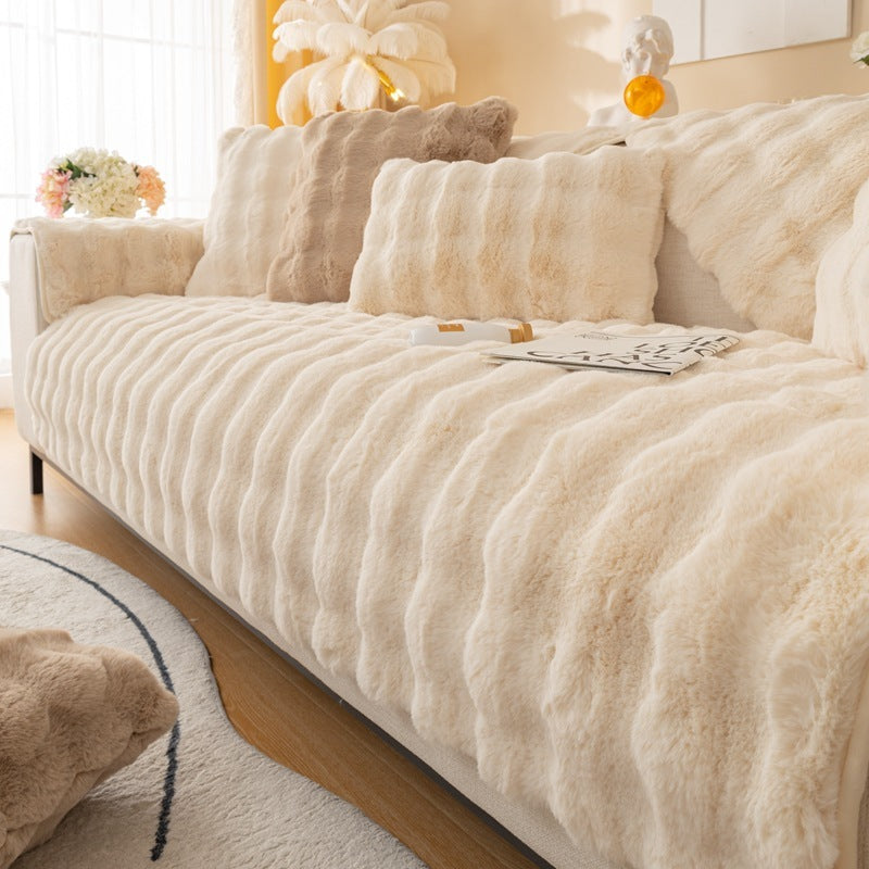 Coussin de canapé moderne en peluche épaisse d'hiver en lapin