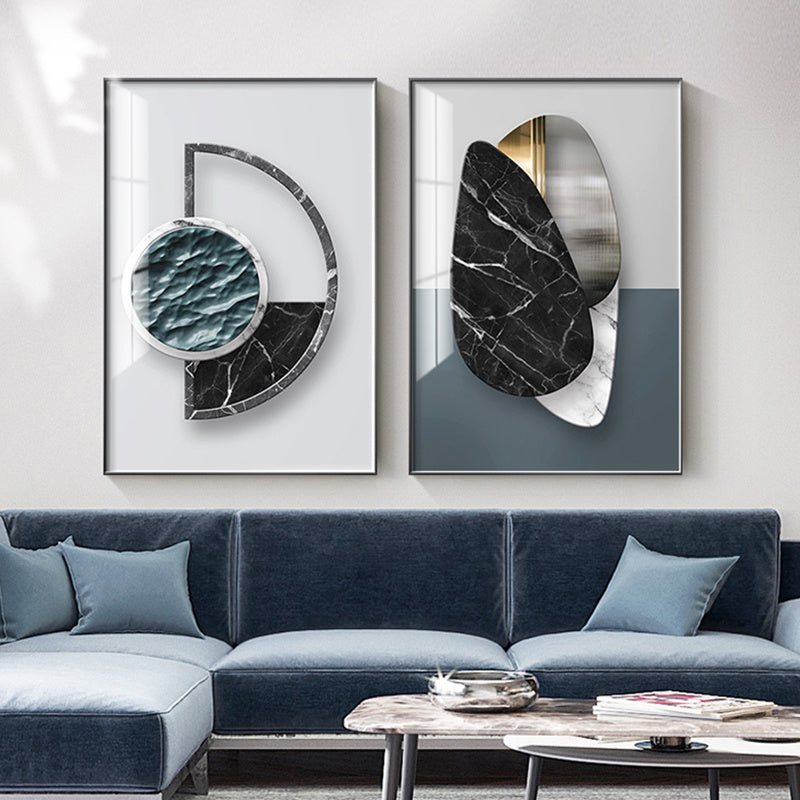Peinture Abstraite Géométrique sur Toile pour Décoration Murale