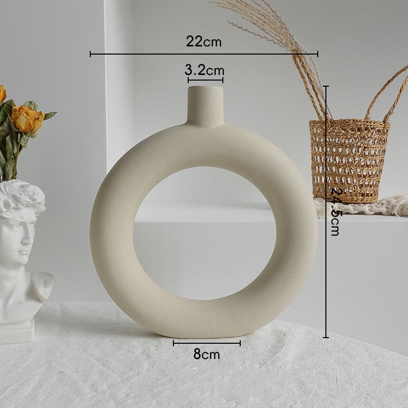 Vase en céramique simple pour décoration intérieure - Arrangement de fleurs sèches