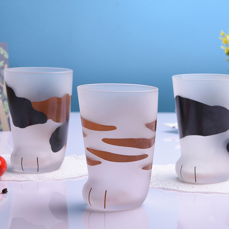 Mug Tigre Pattes de Chat Créatif en Verre - Tasse de Café Bureau
