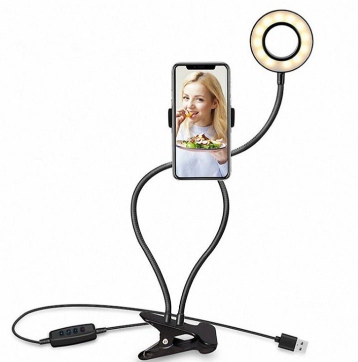 Anneau Lumineux LED pour Selfie avec Support Ajustable - 8cm - Allomarc.com