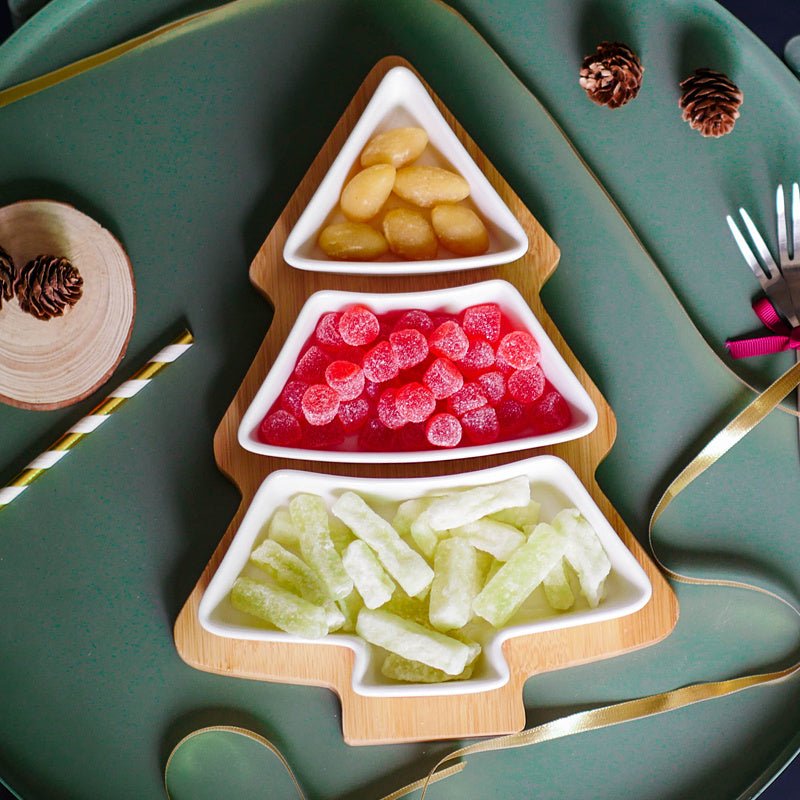 Assiette Céramique en Forme de Sapin de Noël - Ensemble de 4 Pièces - Allomarc.com