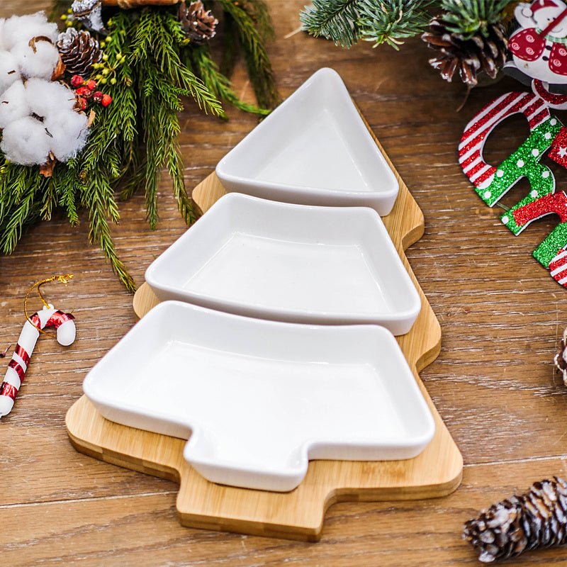 Assiette Céramique en Forme de Sapin de Noël - Ensemble de 4 Pièces - Allomarc.com