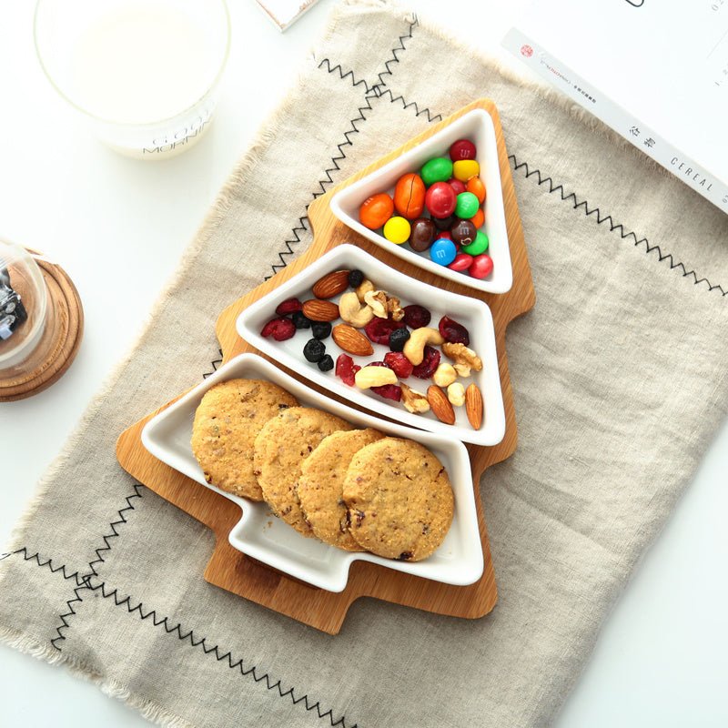 Assiette Céramique en Forme de Sapin de Noël - Ensemble de 4 Pièces - Allomarc.com