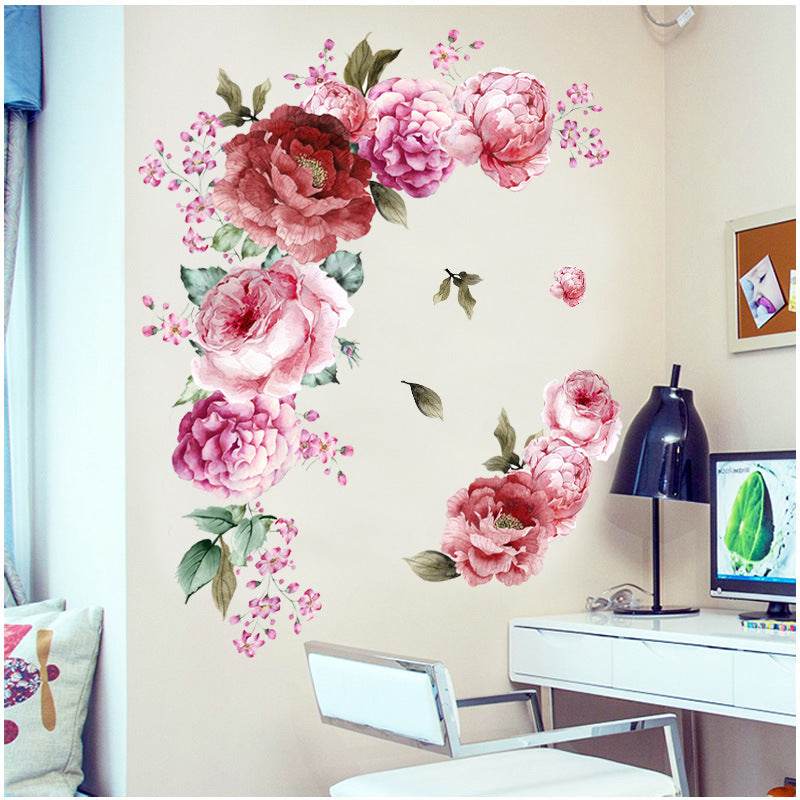 Autocollants Muraux de Pivoines Aquarelle pour Salon - Allomarc.com
