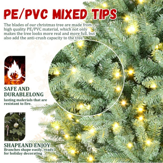 Arbre de Noël Artificiel 4ft Teinte Bleu Vert avec 592 Branches en PE PVC