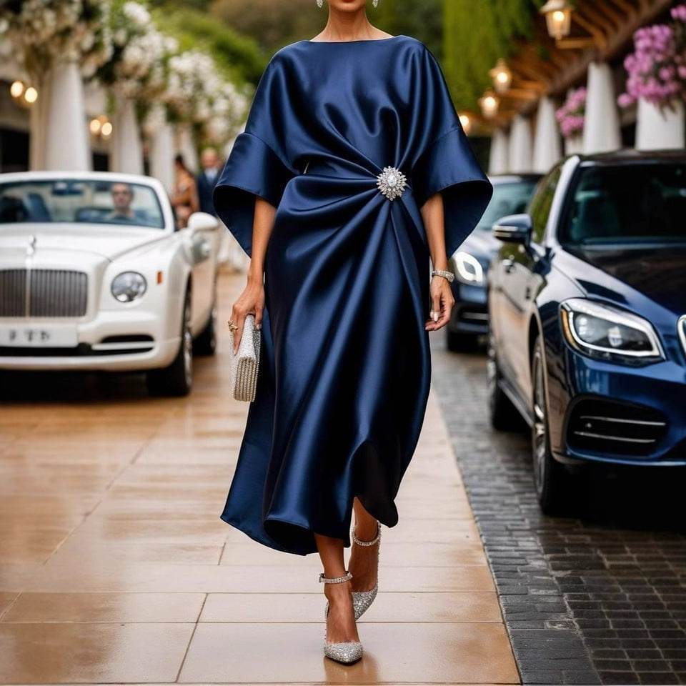 Robe Élégante avec Perles et Satin pour Femmes - Allomarc.com