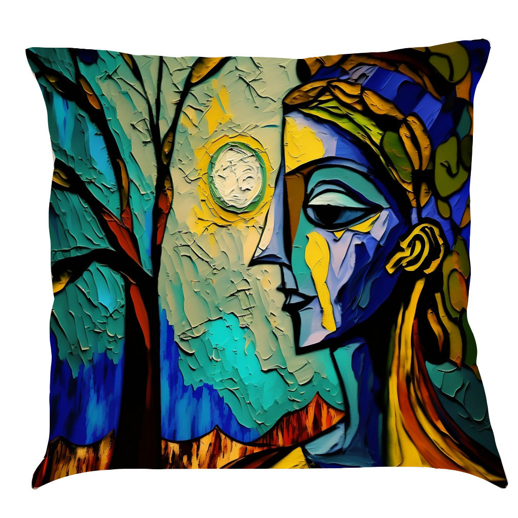 Coussin en Lin Imprimé avec Peinture Huile Créative - Voiture