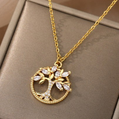 Collier en Zircon Incrusté de l'Arbre de Chance Populaire en Europe et Amérique
