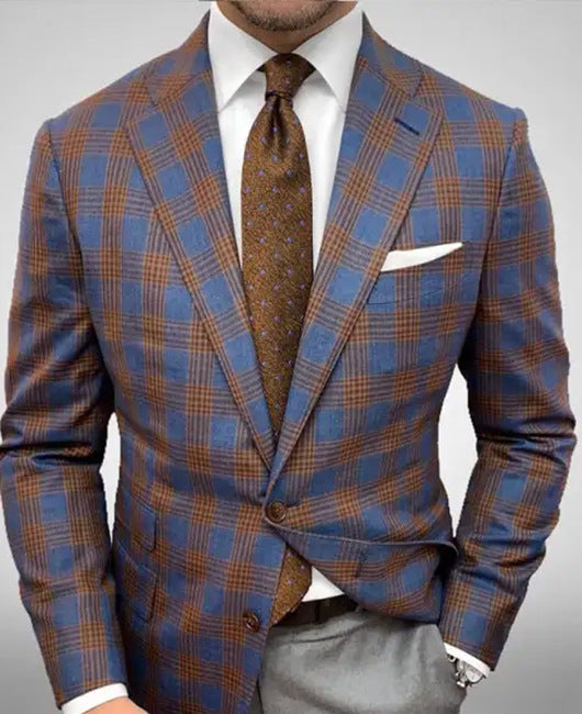 Veste de Costume Légère pour Homme à Motif À Carreaux