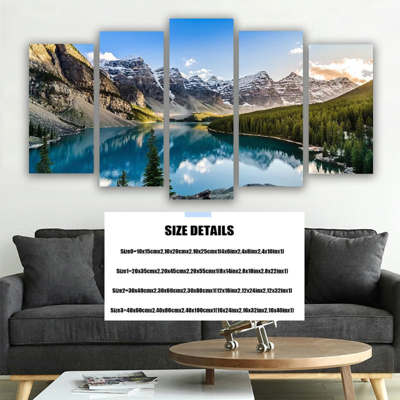 Ensemble de 5 Art Muraux en Toile Moraine Lake et Montagne pour Salon