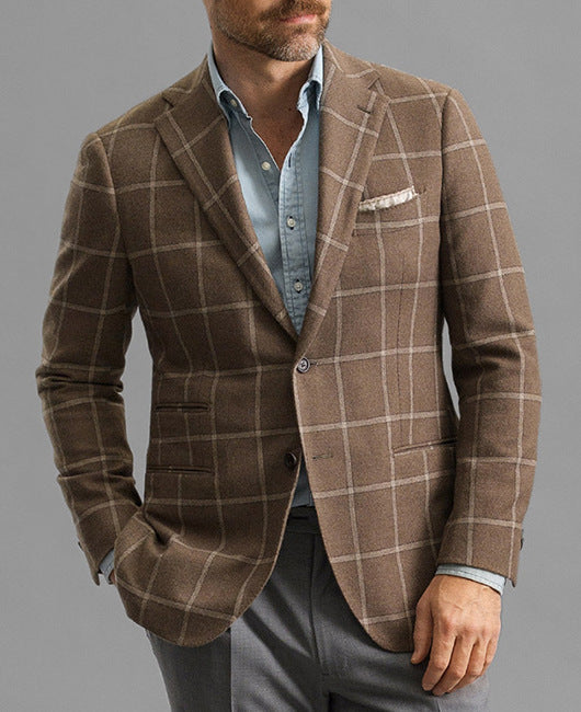 Veste de Costume Légère pour Homme à Motif À Carreaux