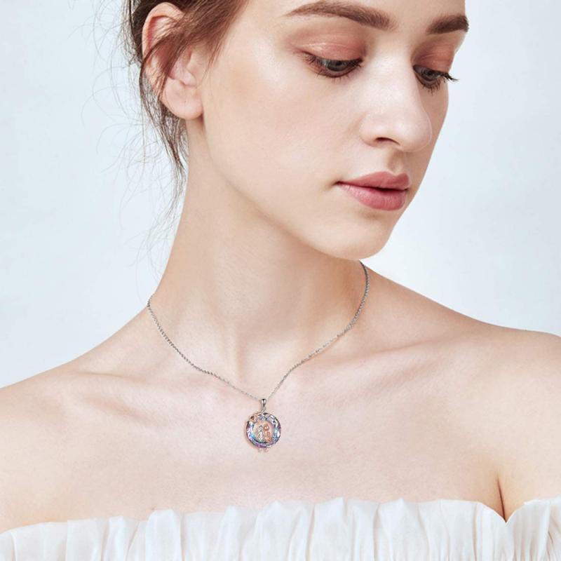 Collier Pendentif Sœurs Longs Cheveux en Branche Ronde pour Femmes