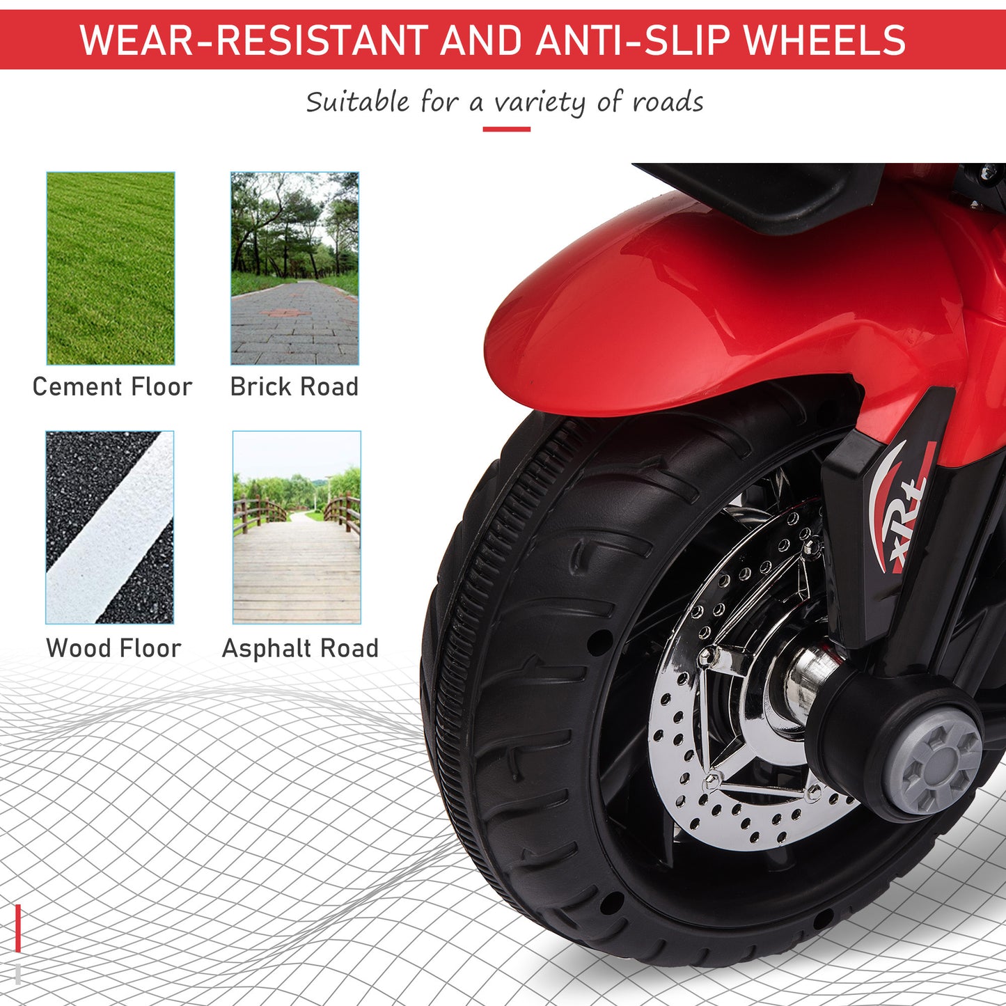 Moto Électrique Rouge 6V pour Enfants - Moto de Dirt Ride-On avec Musique, Klaxon et Phare