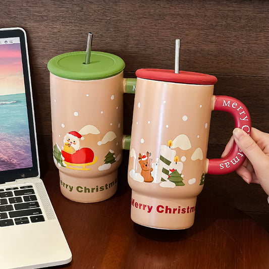 Tasse en Céramique Grande Capacité pour Cadeaux de Noël
