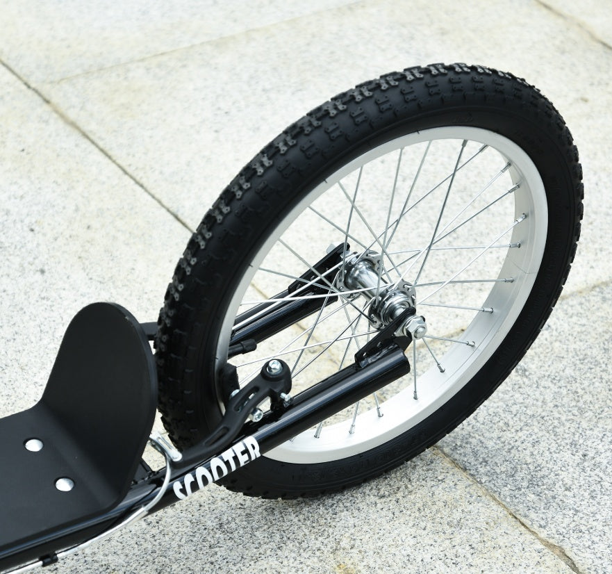 Trottinette pour Enfants, Noire, Guidon Réglable, Freins Arrière Doubles, Roues Gonflables