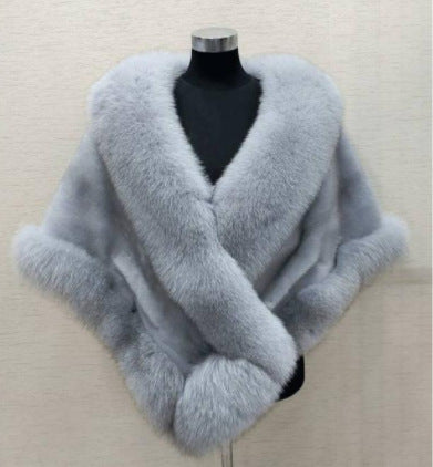 Manteau Cape en Fourrure Synthétique de Fausse Martre - Grande Taille