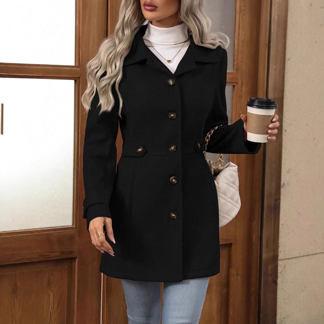 Manteau en Laine Élégant à Boutonnage Slim-Fit