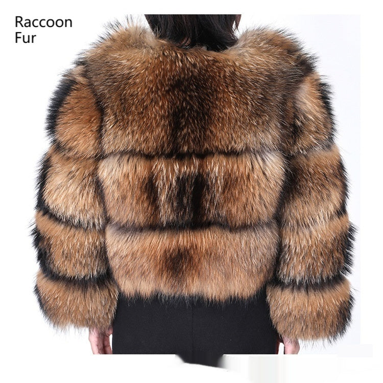 Manteau en Fourrure de Raton Laveur pour Femmes